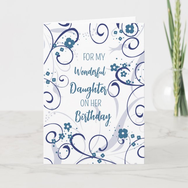Blue Flowers Daughter Birthday Card (Front)