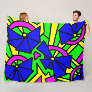 Blue Flowers Doodle Art Fleece Blanket