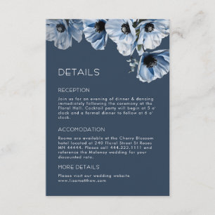 Blue Flowers Dusty Blue Casual Enclosure Card