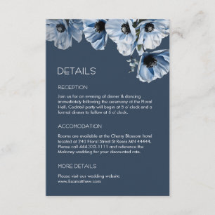 Blue Flowers Dusty Blue Casual Enclosure Card