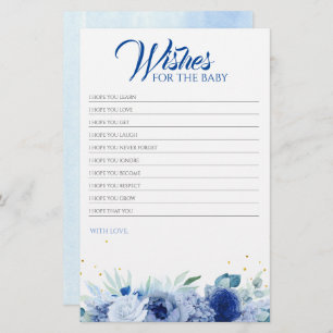 Blue Flowers Elegant Baby Shower Game
