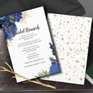 Blue Flowers Elegant Bridal Brunch Menu