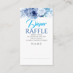 Blue Flowers Elegant Diaper Raffle Ticket Enclosure Card