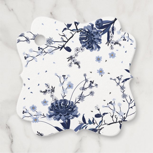 Blue flowers favour tags (Front)