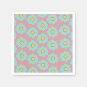 Blue Flowers Floral Art Pattern Custom Background  Napkin