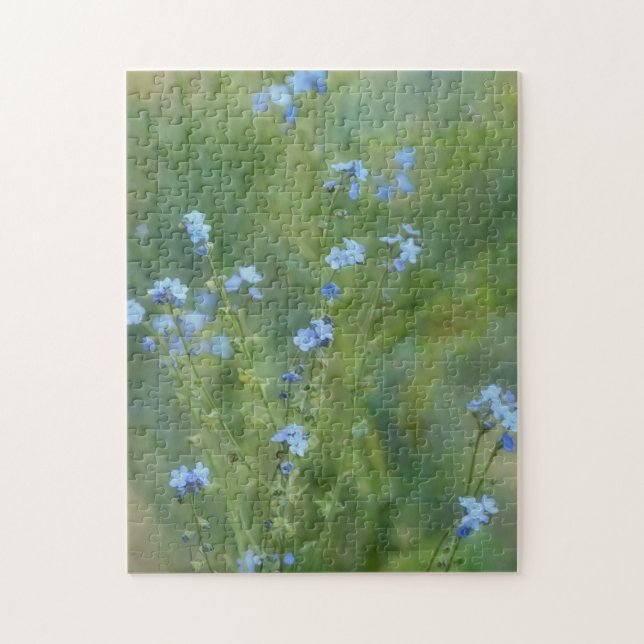Blue Flowers Floral Nature Art Puzzle (Vertical)
