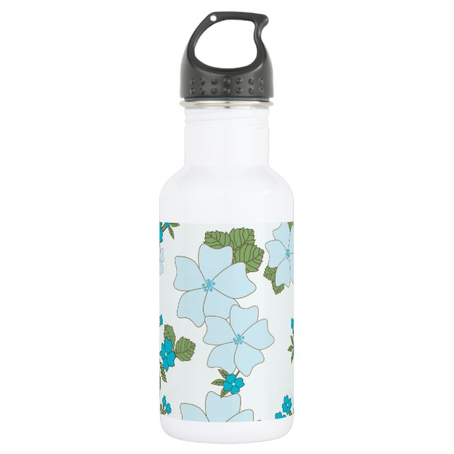 Blue Flowers, Floral Pattern, Pattern Of Flowers 532 Ml Water Bottle (Front)