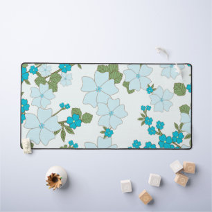 Blue Flowers, Floral Pattern, Pattern Of Flowers Desk Mat