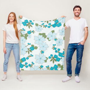Blue Flowers, Floral Pattern, Pattern Of Flowers Fleece Blanket