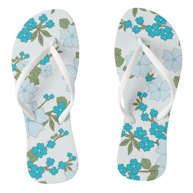 Blue Flowers, Floral Pattern, Pattern Of Flowers Jandals (Footbed)