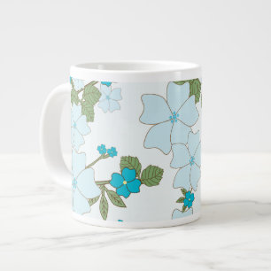Blue Flowers, Floral Pattern, Pattern Of Flowers Large Coffee Mug
