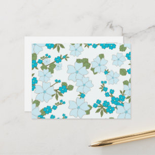 Blue Flowers, Floral Pattern, Pattern Of Flowers Postcard