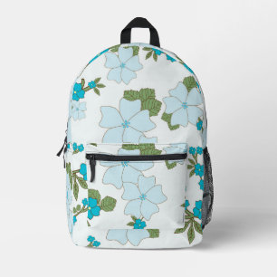 Blue Flowers, Floral Pattern, Pattern Of Flowers Printed Backpack