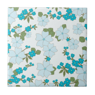 Blue Flowers, Floral Pattern, Pattern Of Flowers Tile