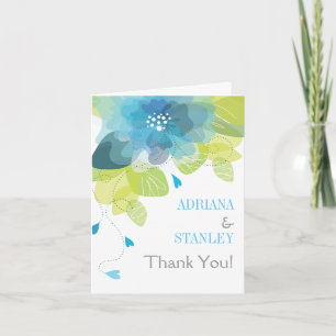 Blue flowers floral spring wedding Thank You photo Card