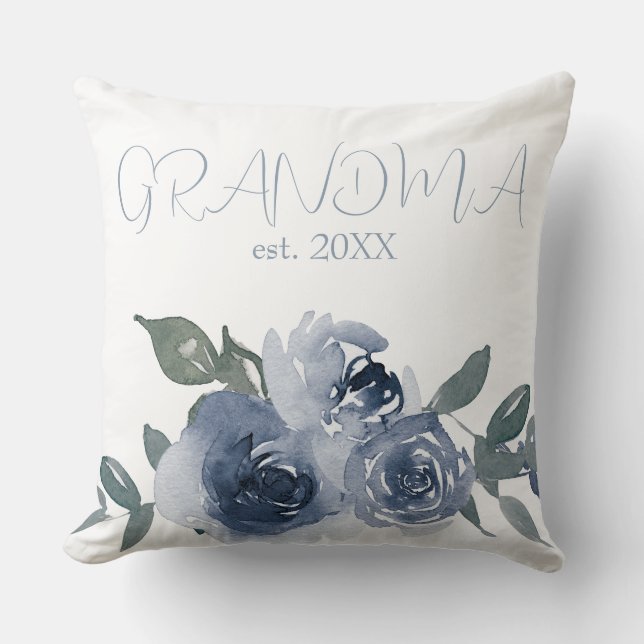Blue Flowers for Grandma Cushion (Front)