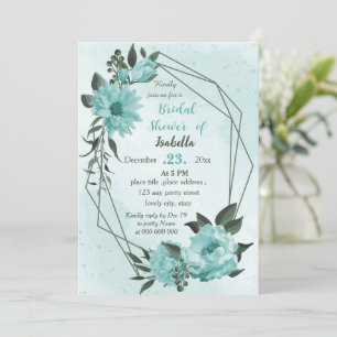 blue flowers greenery botanical bridal shower invitation