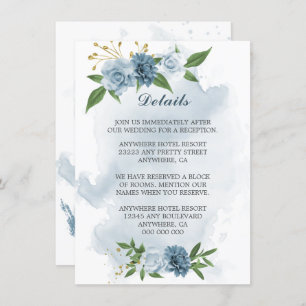 blue flowers greenery details enclosure card