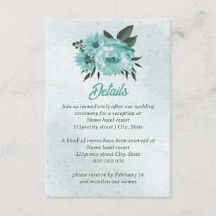  blue flowers greenery wedding enclosure card