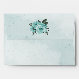  blue flowers greenery wedding envelope