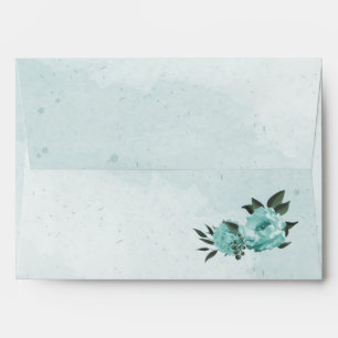  blue flowers greenery wedding envelope