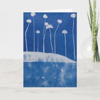 Blue Flowers Greeting Card Blank Inside