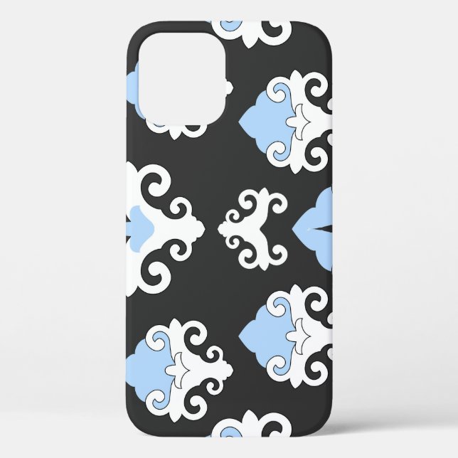 Blue Flowers Grey Background Pattern Case-Mate iPhone Case (Back)