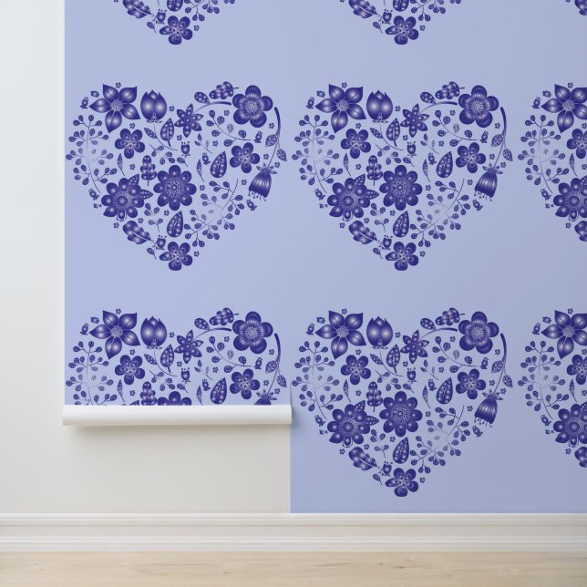 Blue Flowers Hearts Wallpaper (Application)