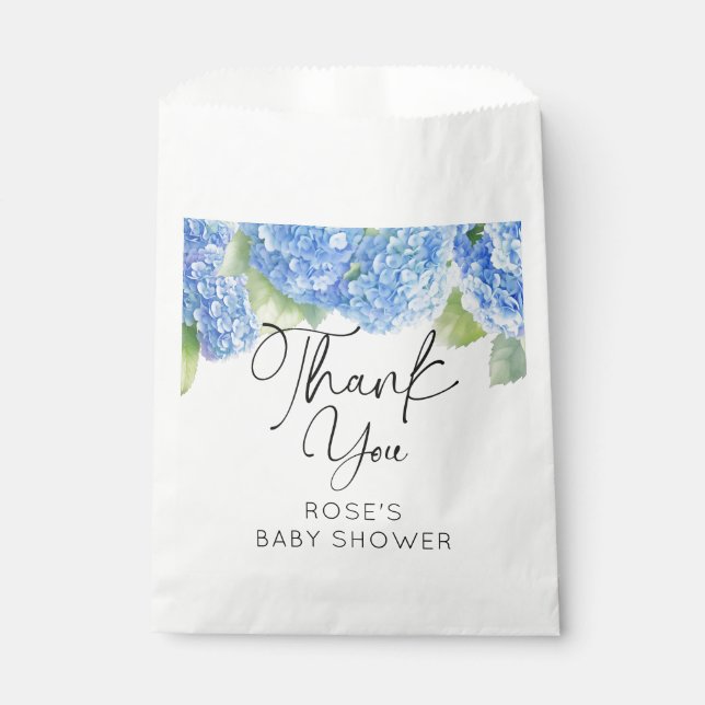  Blue Flowers Hydrangea Baby Shower Favour Bags (Front)