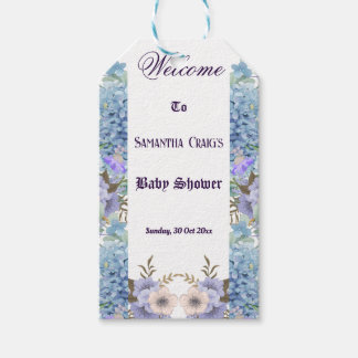 Blue Flowers Hydrangea Purple Lilac Baby Shower  Gift Tags