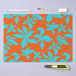 Blue Flowers Illustrated Pattern Tissue Paper