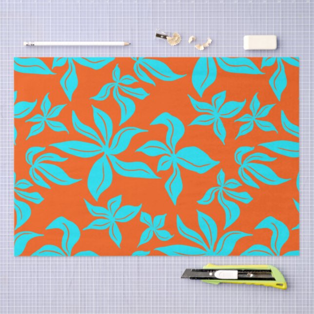 Blue Flowers Illustrated Pattern Tissue Paper (Craft)