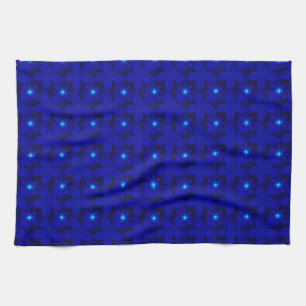 Blue Flowers in 3D , Artdeco Tea Towel