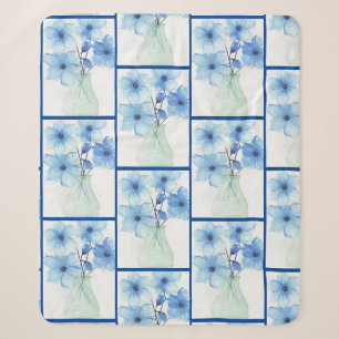 Blue flowers in a vase Note Cards Sherpa Blanket