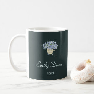 Blue flowers in vase grey coffee mug