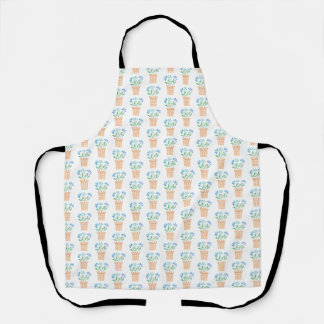 Blue Flowers in Woven Pots Apron
