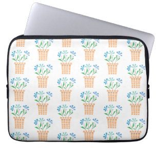 Blue Flowers in Woven Pots Laptop Sleeve