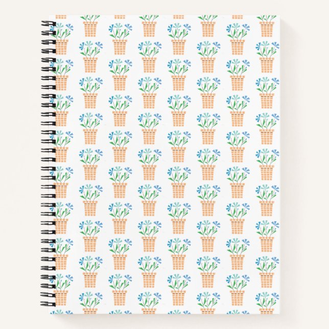 Blue Flowers in Woven Pots Notebook (Front)