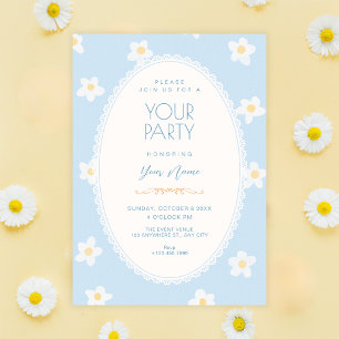 Blue flowers invitation