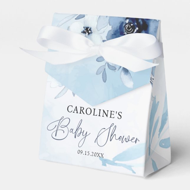 Blue Flowers It's A Boy Baby Shower  Favour Box (Front Side)