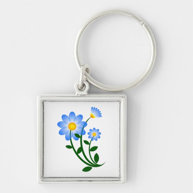 BLUE FLOWERS KEY RING (Front)