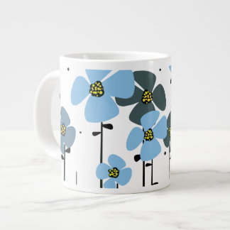 Blue flowers large coffee mug
