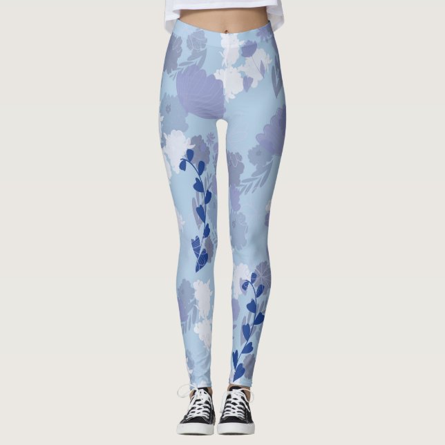 Blue Flowers Leggings (Front)