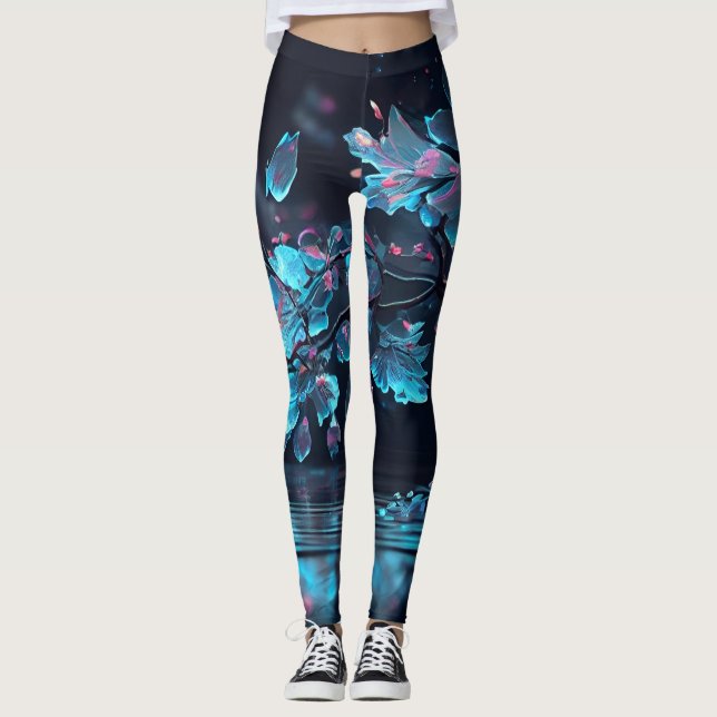 blue flowers leggings (Front)
