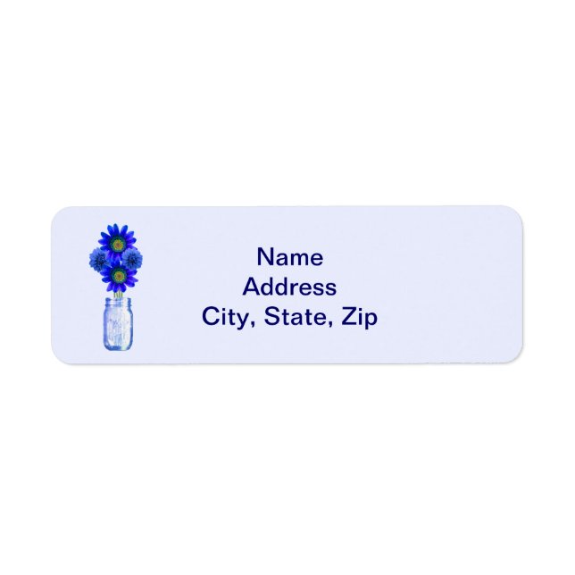 Blue Flowers Mason Jar Address Labels (Front)