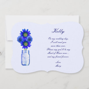 Blue Flowers Mason Jar Maid Of Honour Card