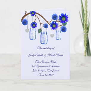 Blue Flowers Mason Jars Program Card