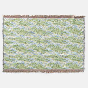 Blue Flowers Meadow Throw Blanket