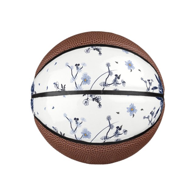 Blue flowers mini basketball (Front)