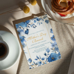 Blue Flowers Mother's Day Brunch Invitation